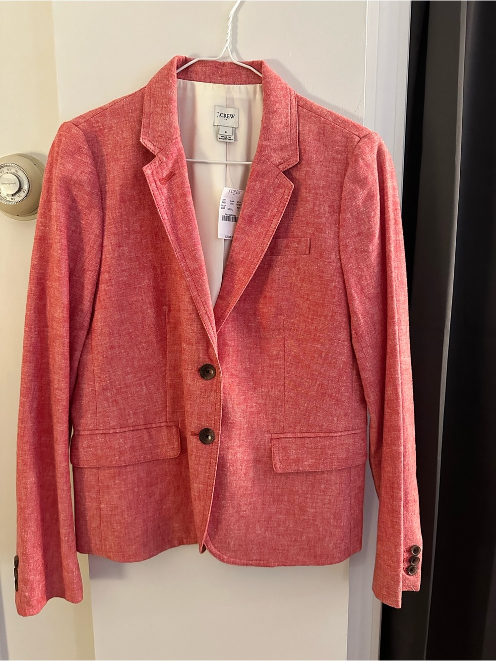 J. Crew Red-Pink Linen-Blend Blazer